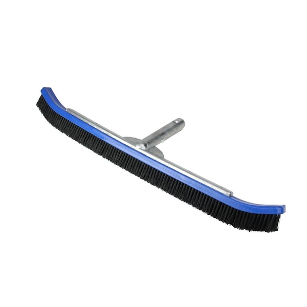 Pool Central 24 in. Bristle Pool Wall Brush with Aluminum Handle - Blue Curved Nylon 32756636 - main